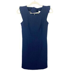 La P'tite Etoile Ruffle Sleeve Sheath Pencil Dress Tie Back Navy Blue Sz 1 Small